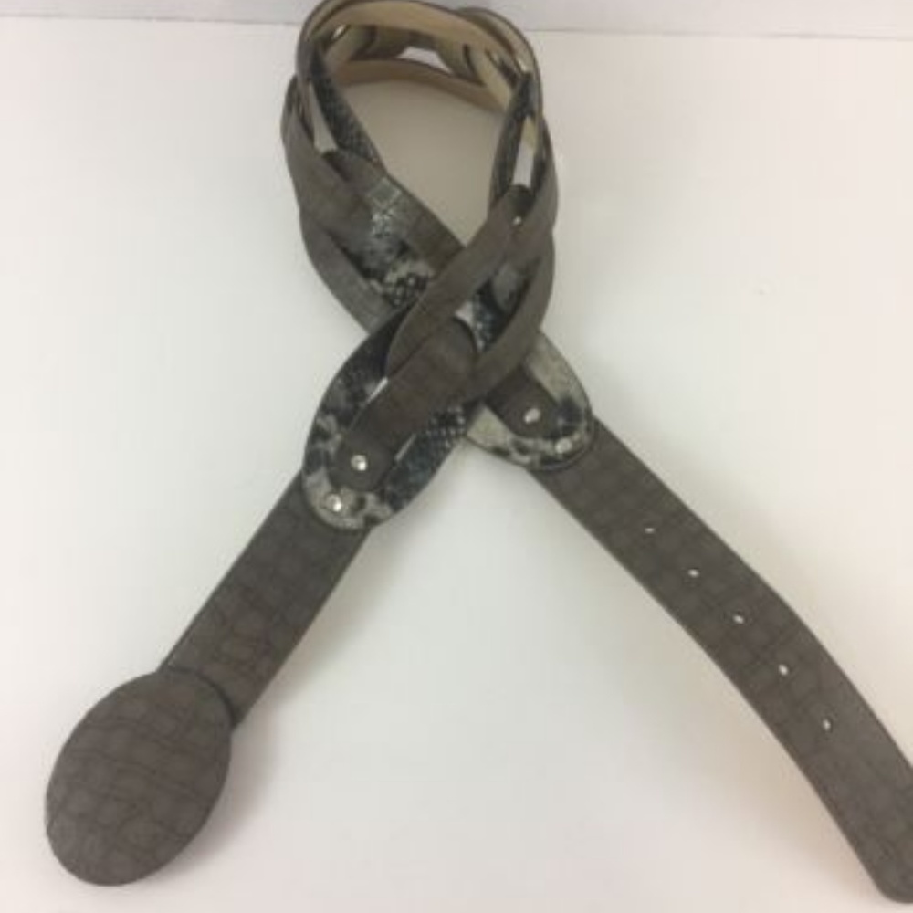 Chicos Wide Woven Brown Grey Black Snakeskin Print